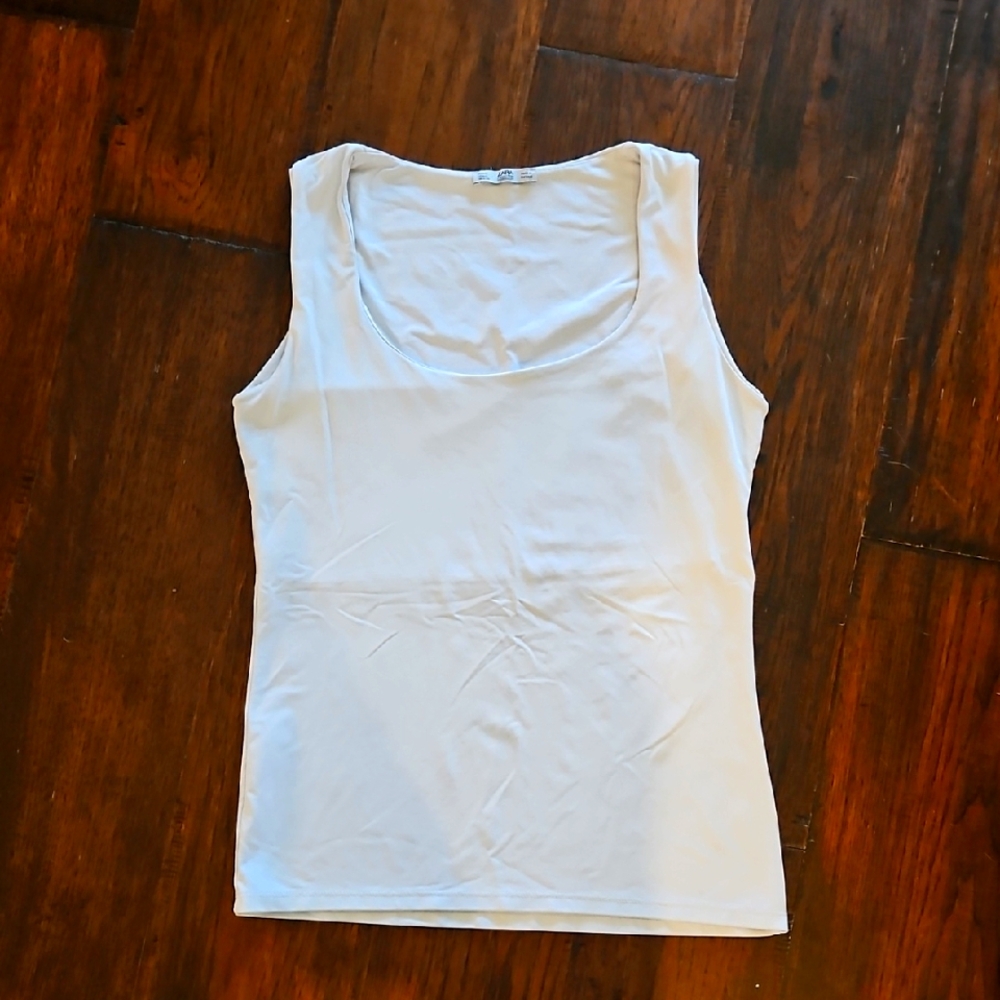 ✨️5/$30 Zara White Fitted Sleeveless Tank Top Sz L